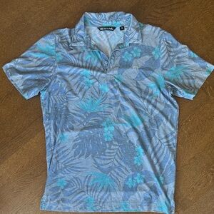 Travis Mathew Blue and Teal Floral Golf Polo